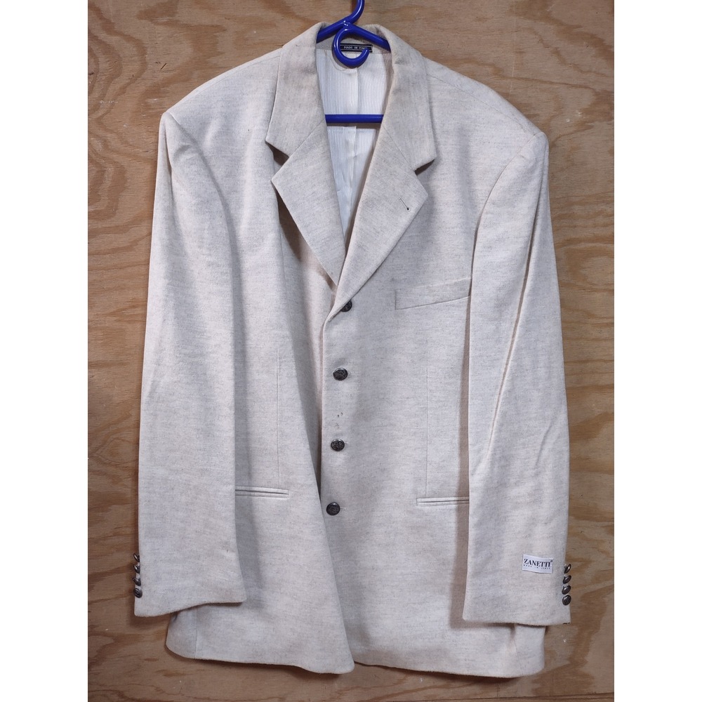 Zanetti Made in Italy Cashmere Wool Blazer Oatmeal Cream 4 Button Sport Coat
